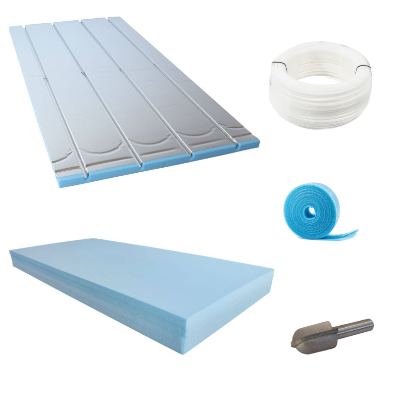 XPS Trockenbauset 80m², PE-RT Heizrohr 16x2mm, mit Randdämmstreifen XPS Trockenbauset 80m², PE-RT Heizrohr 16x2mm, mit Randdämmstreifen