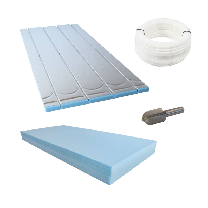 XPS Trockenbauset 150m², PE-RT Heizrohr 16x2mm, ohne Randdämmstreifen