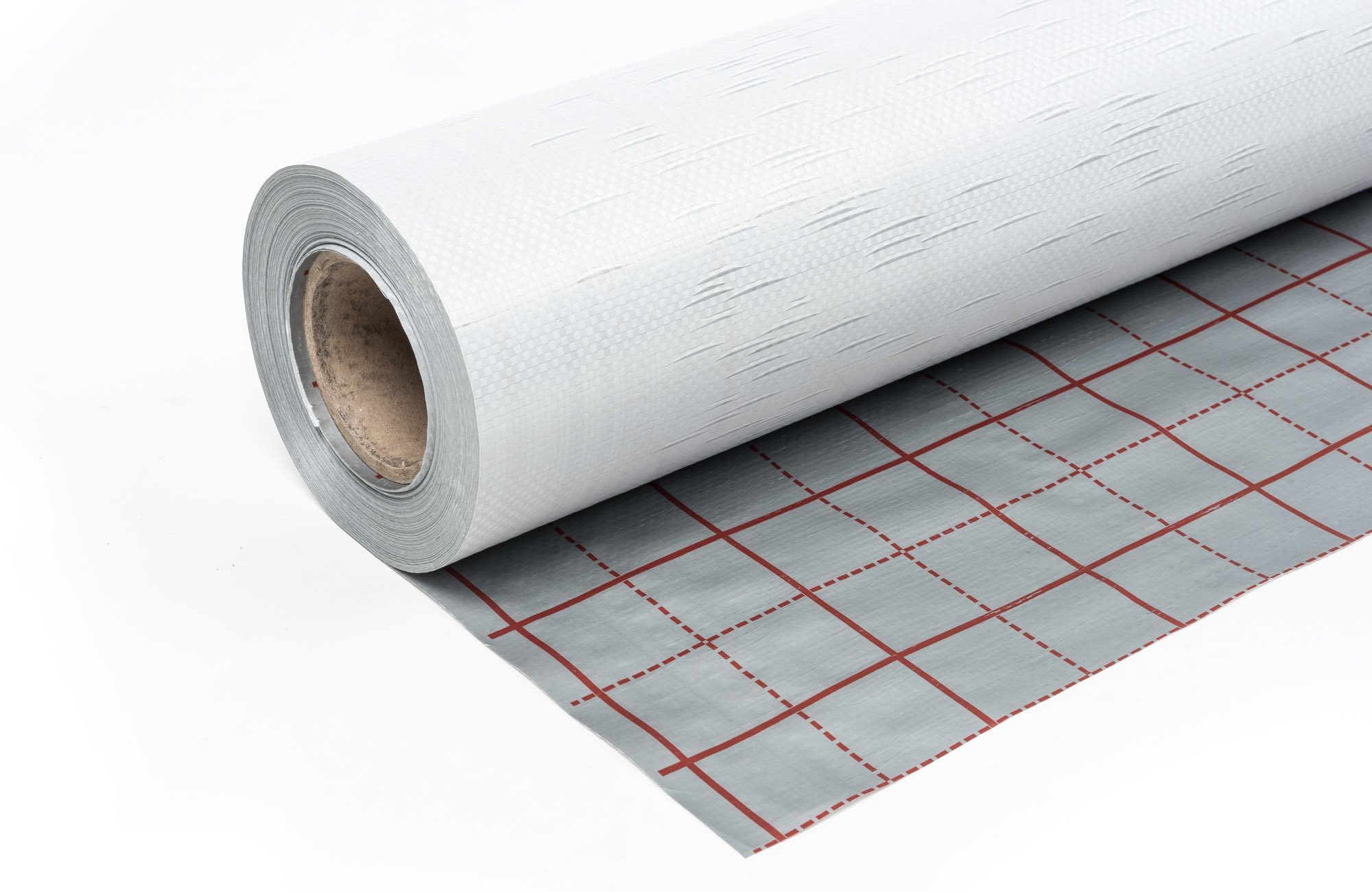 Rasterfolie mit Gewebebändchen, Silber/Rot, 103 m²