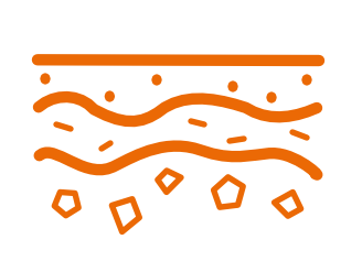 einfache Icon-Darstellung von Erdreich-Schichten in orange