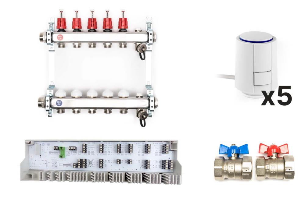 Heizkreisverteiler Komplettset, 5 Heizkreise Heizkreisverteiler Komplettset, 5 Heizkreise