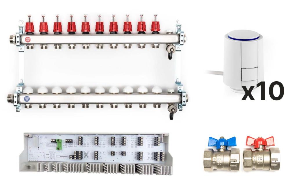 Heizkreisverteiler Komplettset, 10 Heizkreise