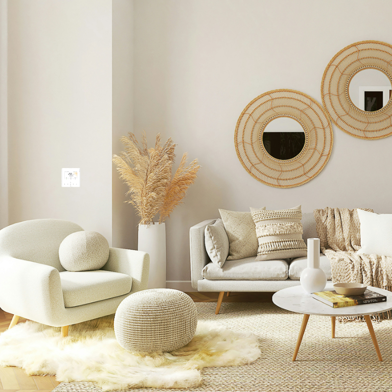 Clivet Bedieneinheit für Edge F weiß, Regler an der Wand, Moodbild