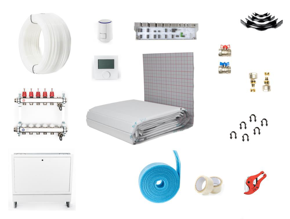 10 - 200 m² Tackersystem Fußbodenheizung mit Regeltechnik