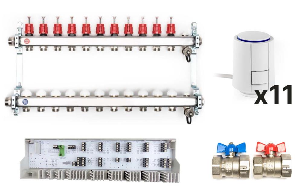 Heizkreisverteiler Komplettset, 11 Heizkreise