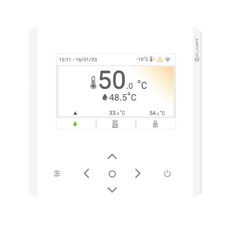 Clivet Bedieneinheit für Edge F weiß | FBHDirekt Clivet Bedieneinheit für Edge F weiß, Frontalansicht, vor weißem Hintergrund