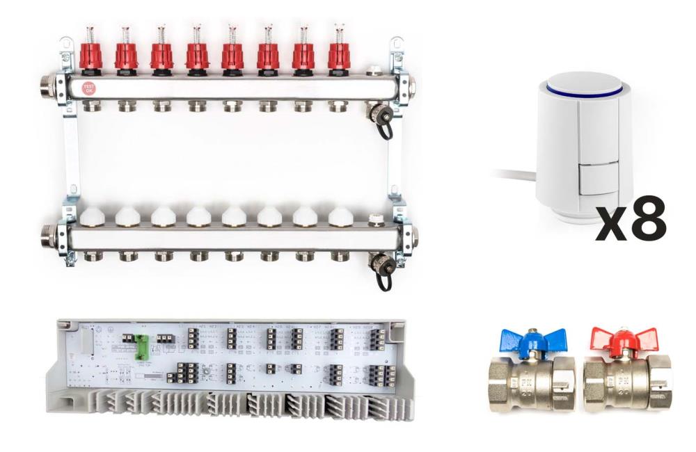 Heizkreisverteiler Komplettset, 8 Heizkreise Heizkreisverteiler Komplettset, 8 Heizkreise