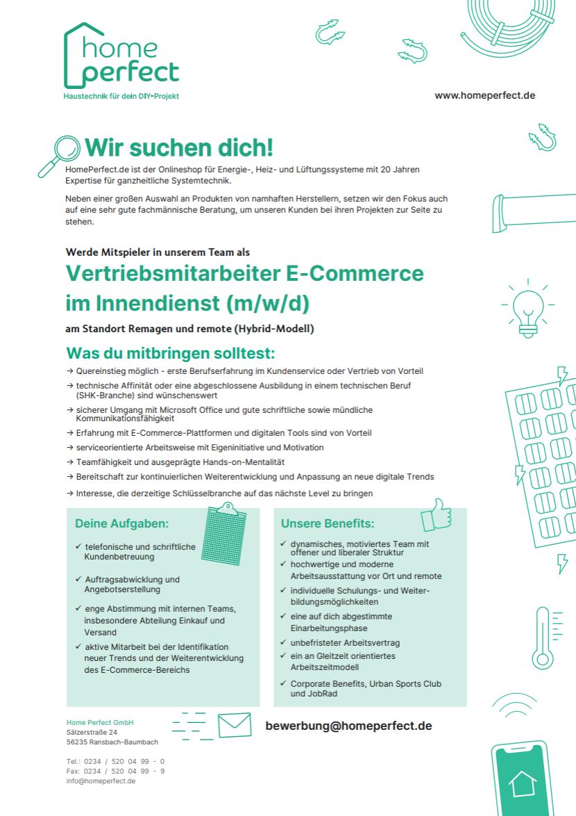 Vetriebsmitarbeiter E-Commerce im Innendienst (m/w/d)