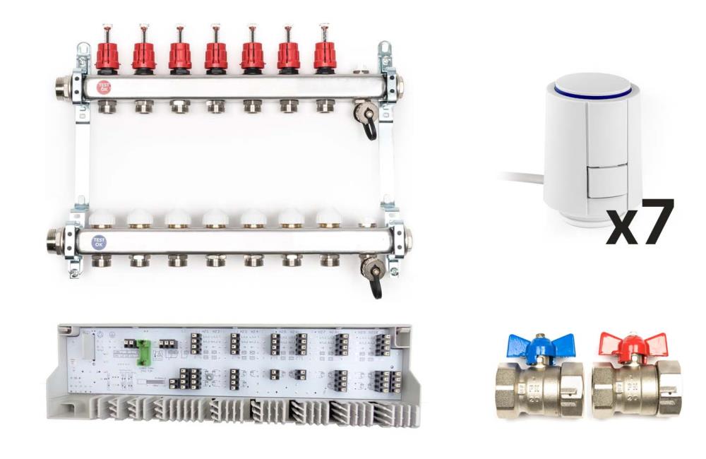 Heizkreisverteiler Komplettset, 7 Heizkreise