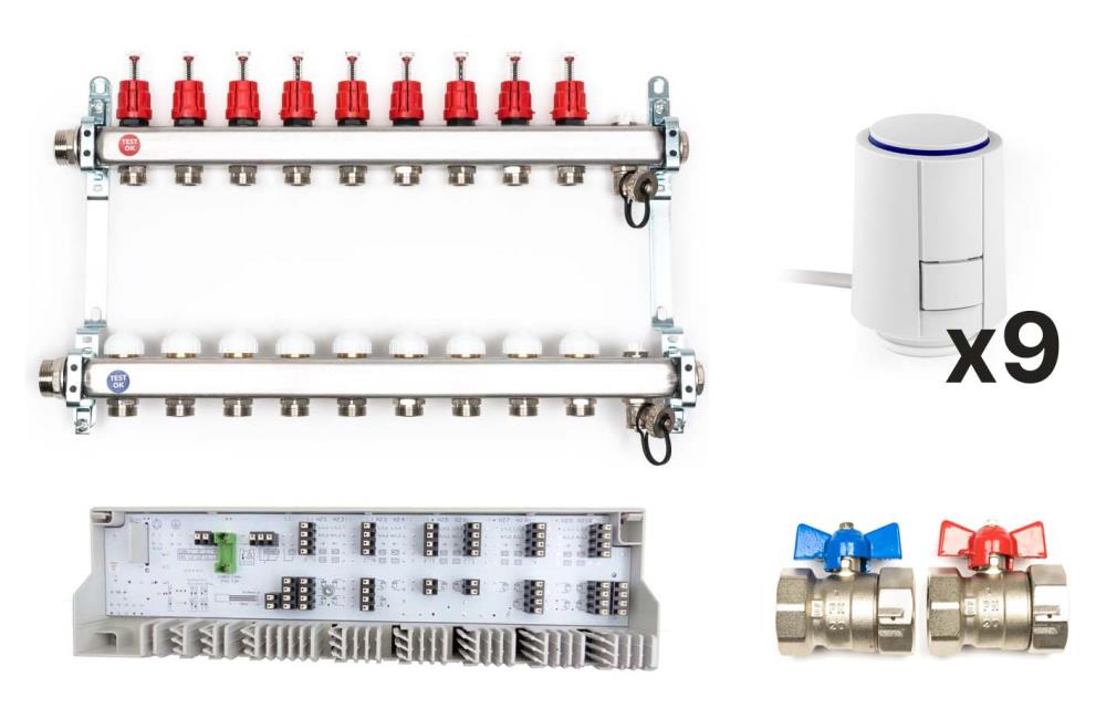 Heizkreisverteiler Komplettset, 9 Heizkreise Heizkreisverteiler Komplettset, 9 Heizkreise