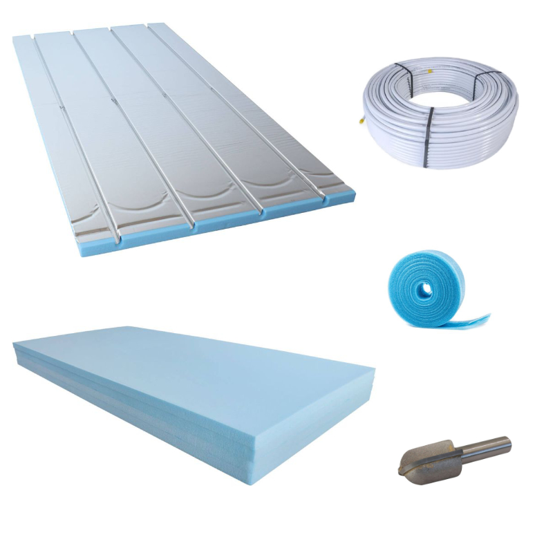 XPS Trockenbauset 120m², Alu-Verbundrohr 16x2mm, mit Randdämmstreifen