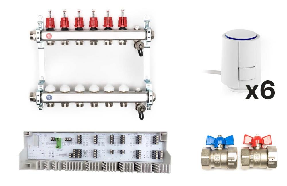Heizkreisverteiler Komplettset, 6 Heizkreise