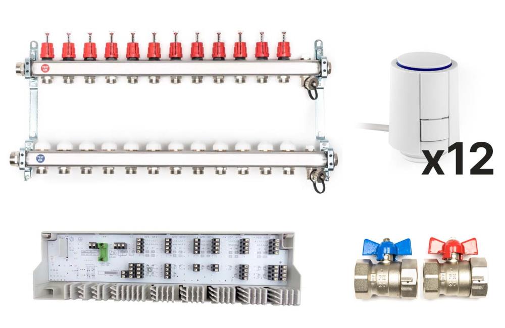 Heizkreisverteiler Komplettset, 12 Heizkreise